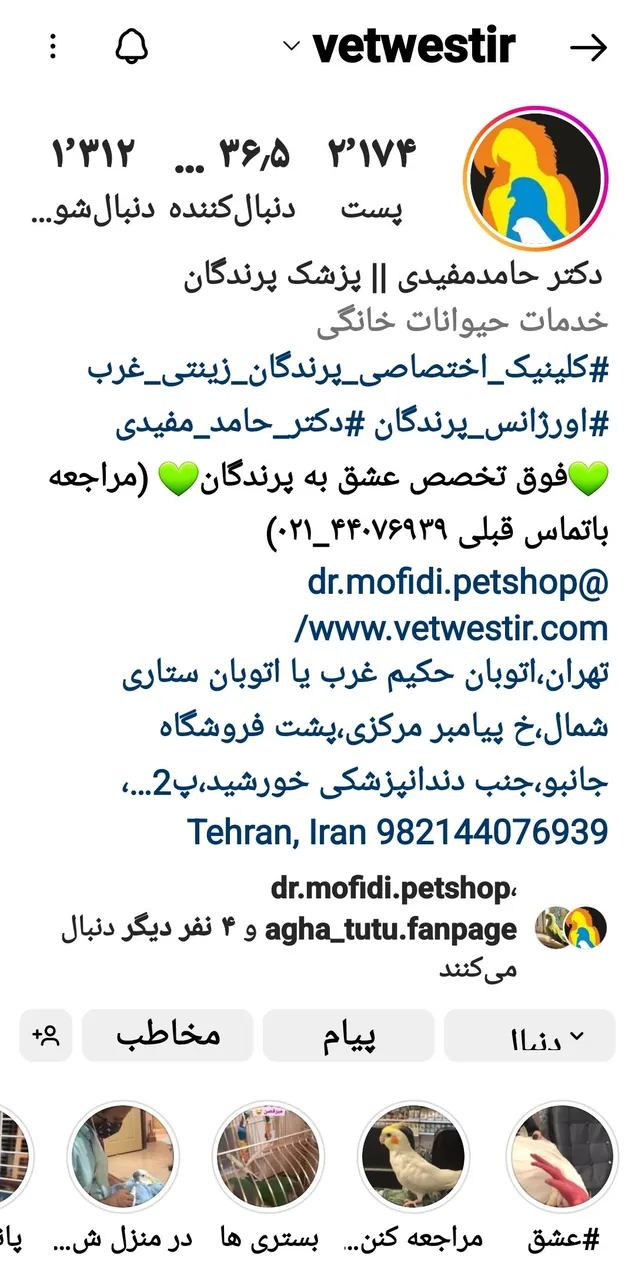 کلینیک پرندگان زینتی غرب دکتر مفیدی
