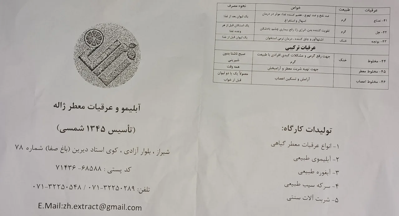 آبلیمو و عرقیات ژاله