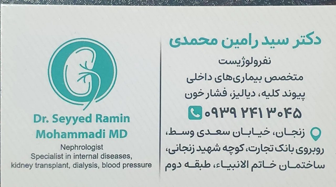 دکتر سید رامین محمدی متخصص داخلی نفرولوژیست - تصویر 2