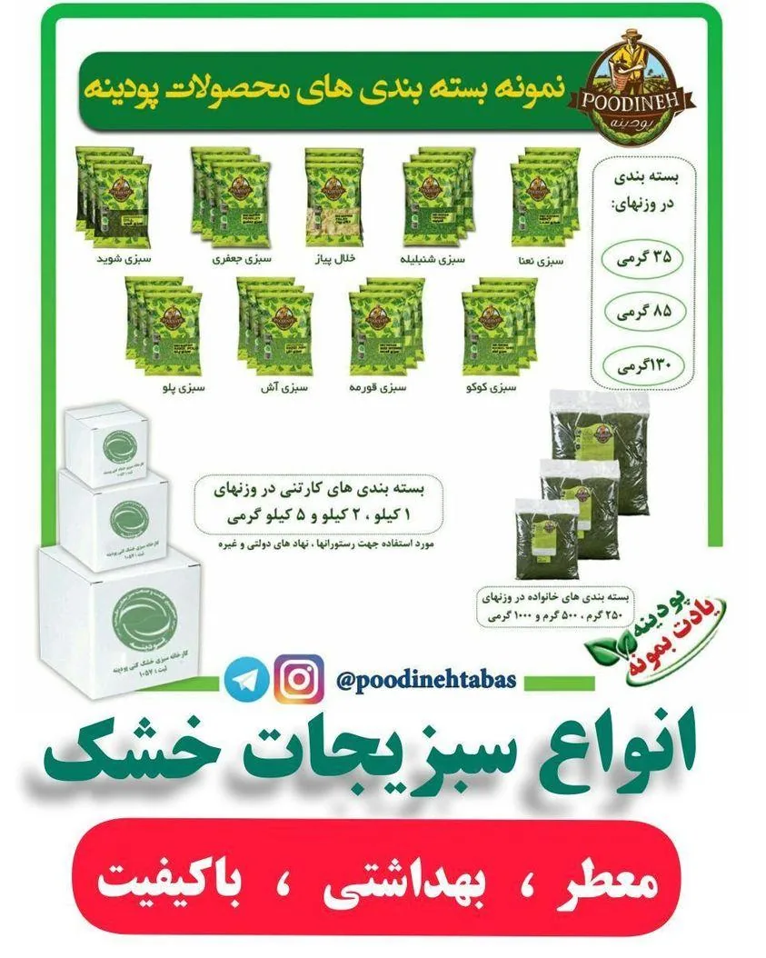 فروشگاه سبزیجات خشک پودینه طبس