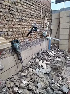 آرماتوربندی و قالب‌بندی و تخریب منبع آب